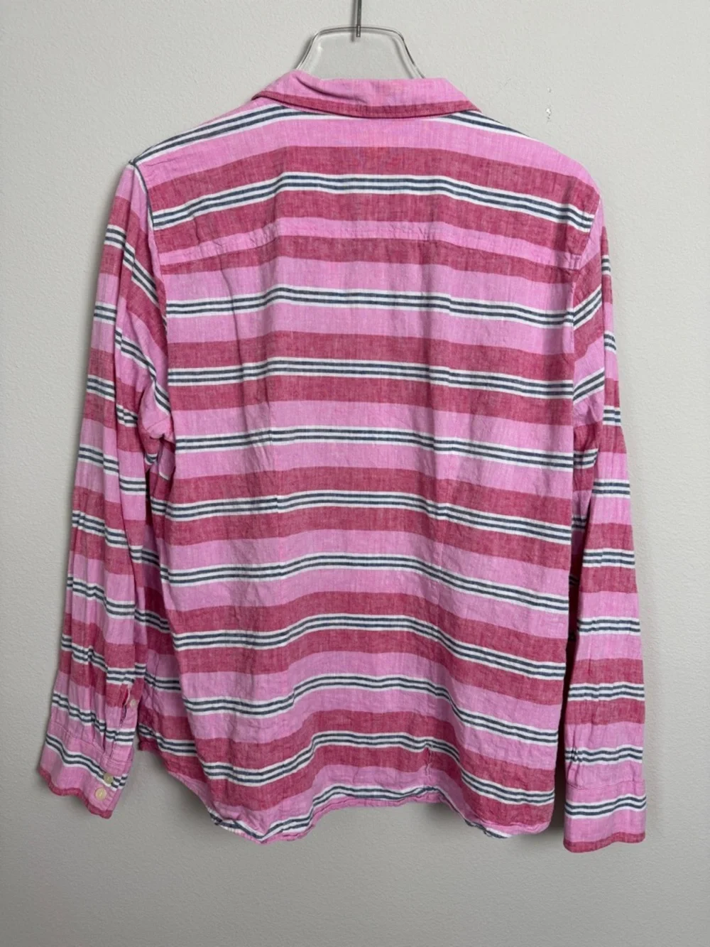 J Crew Perfect Fit Linen Button Down Shirt Size XL Striped - Picture 5 of 6